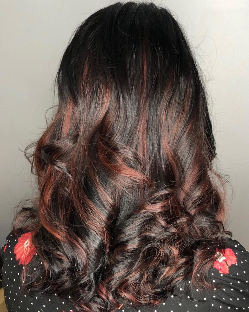 Brunette Hair with Auburn Highlight